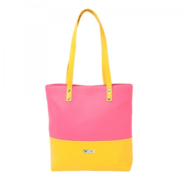 Beau Design Stylish  Yellow Color Imported PU Leather Casual Tote Handbag With For Women's/Ladies/Girls